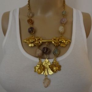 VTG Castlecliff Genuine Gem Stone Pendant Necklace